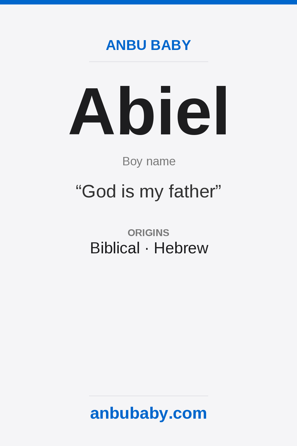 Abiel name meaning card
