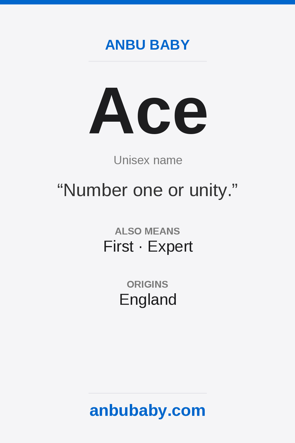 Ace name meaning card