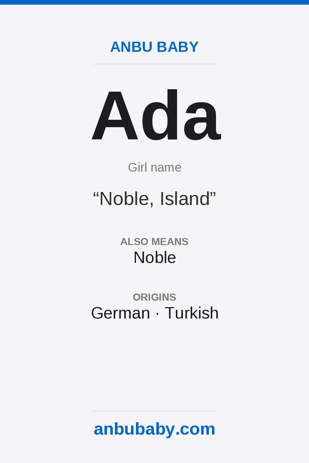 Ada name meaning card