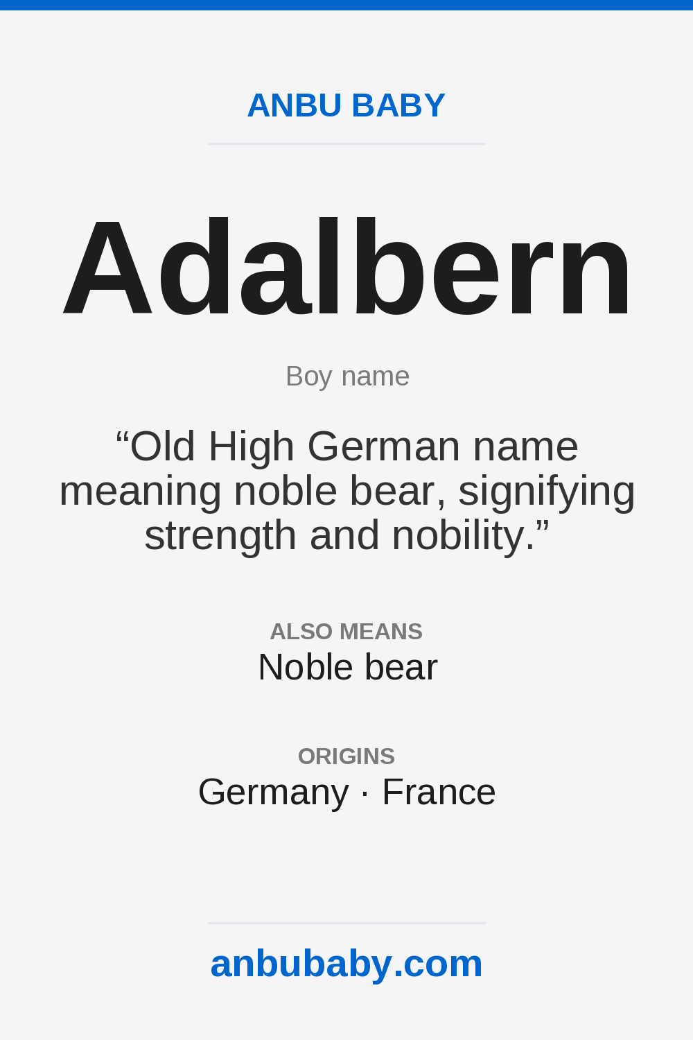 Adalbern name meaning card