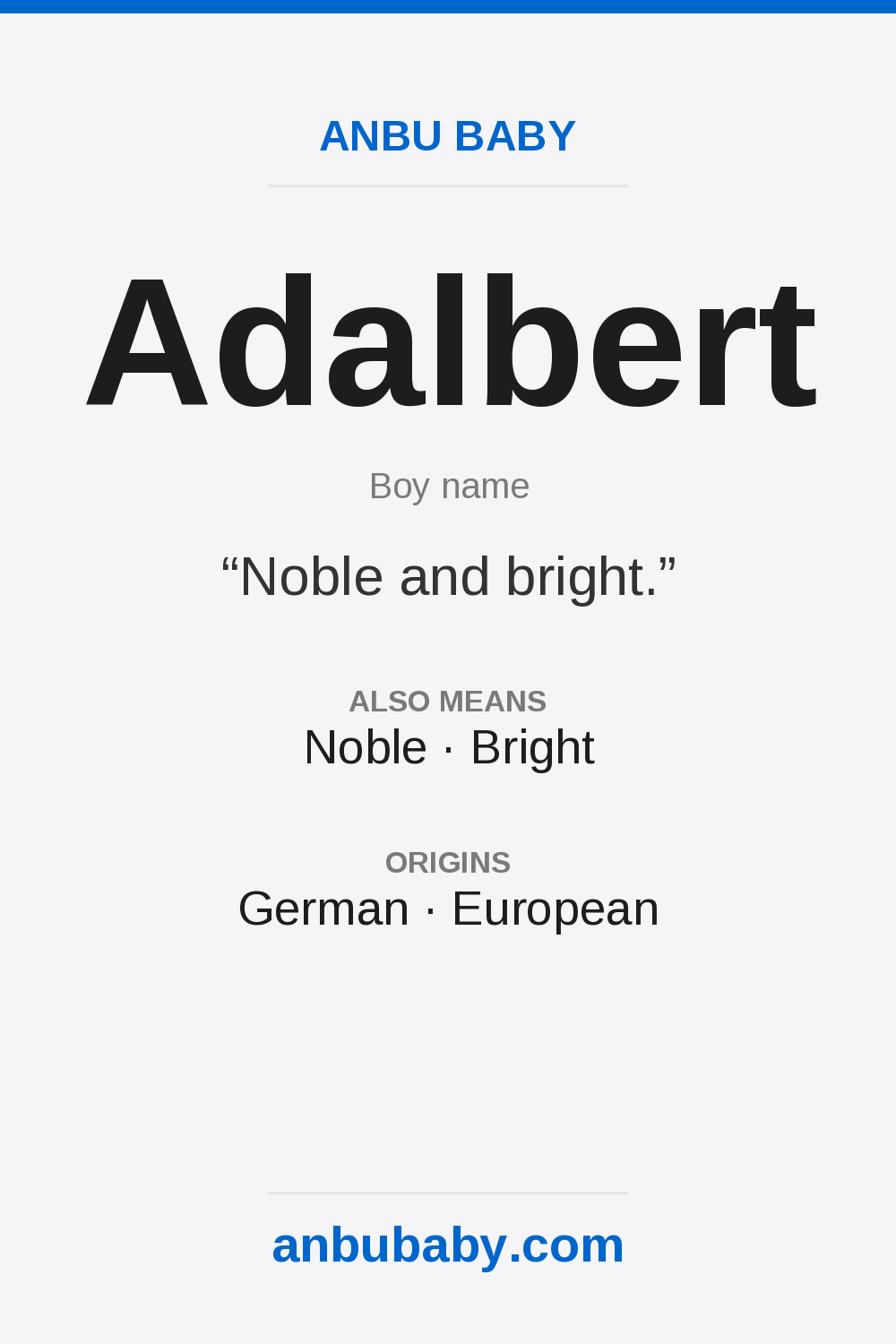 Adalbert name meaning card
