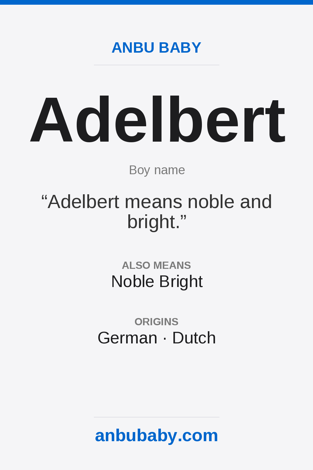 Adelbert name meaning card