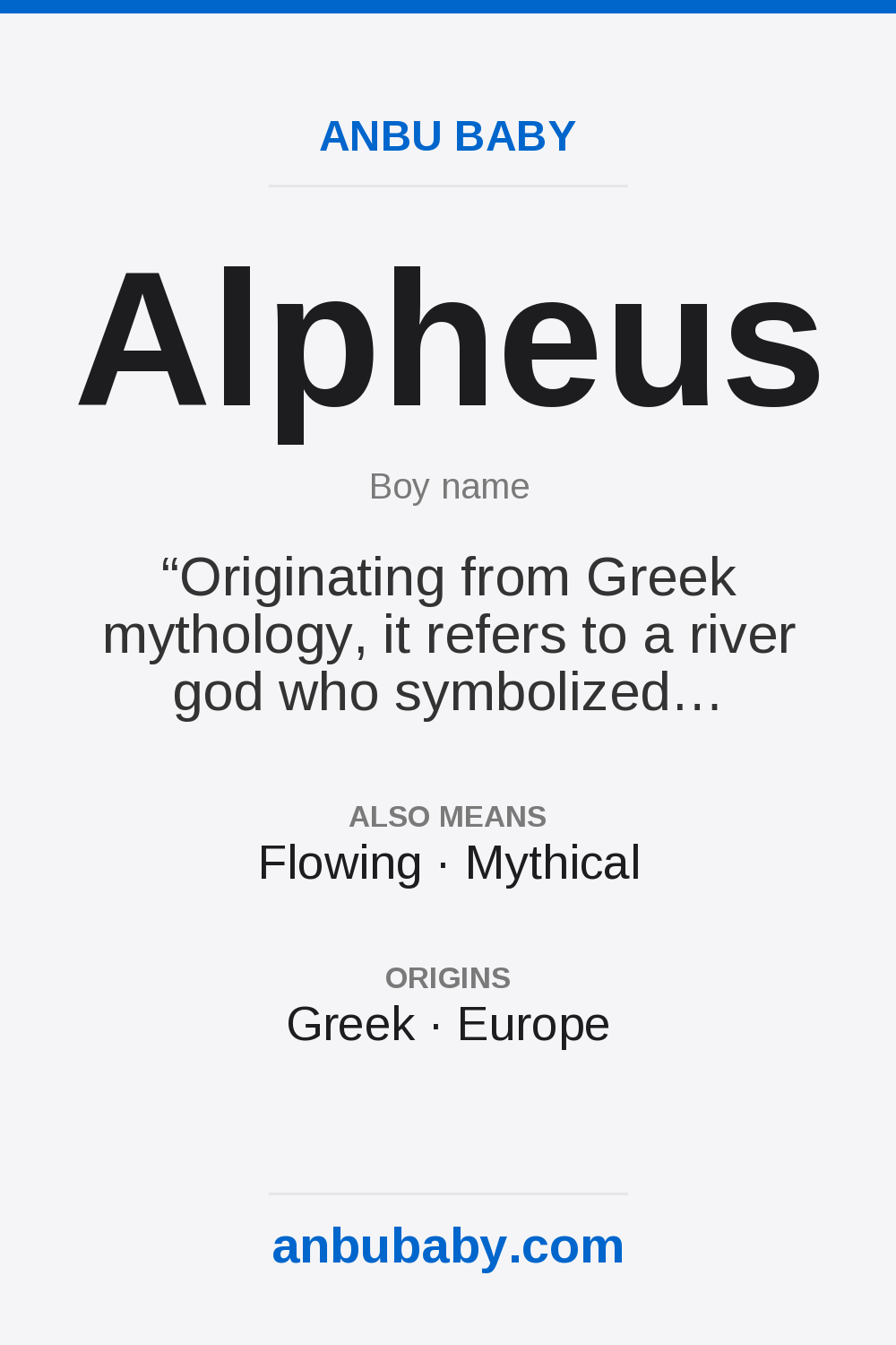 Alpheus name meaning card