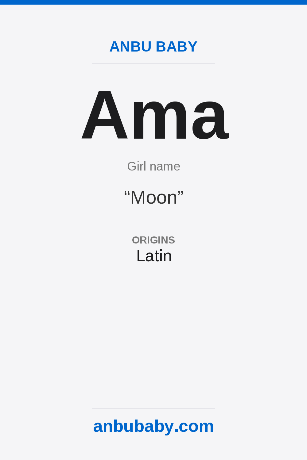 Ama name meaning card