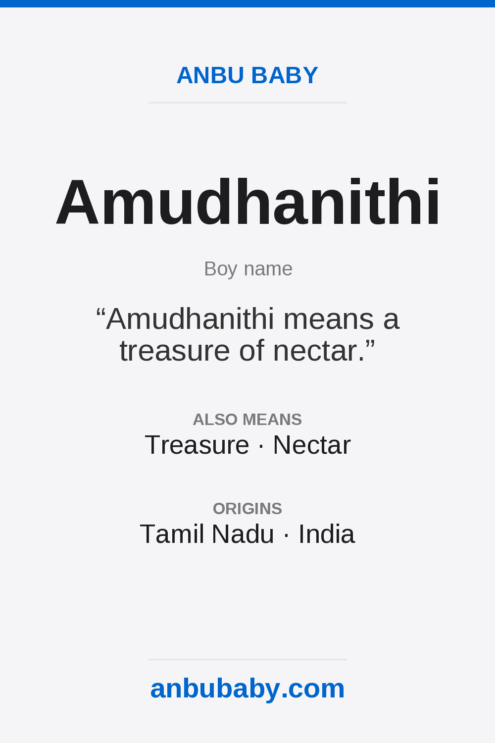 Amudhanithi name meaning card