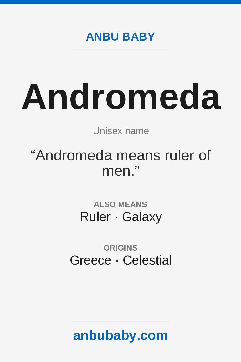 Andromeda name meaning card