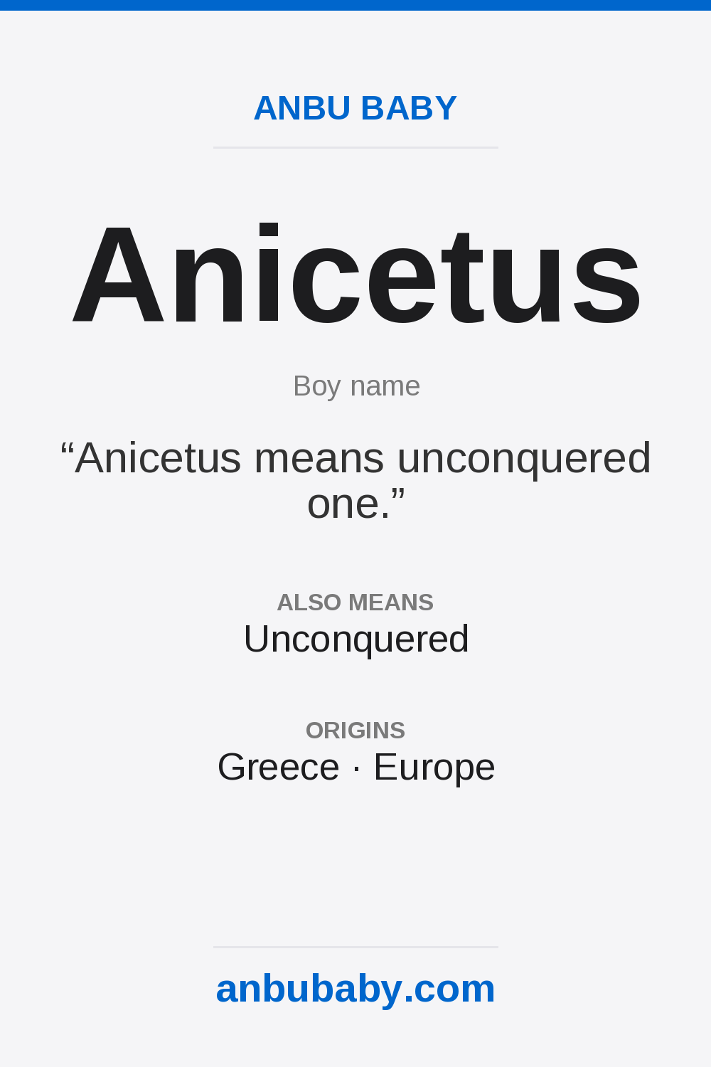 Anicetus name meaning card