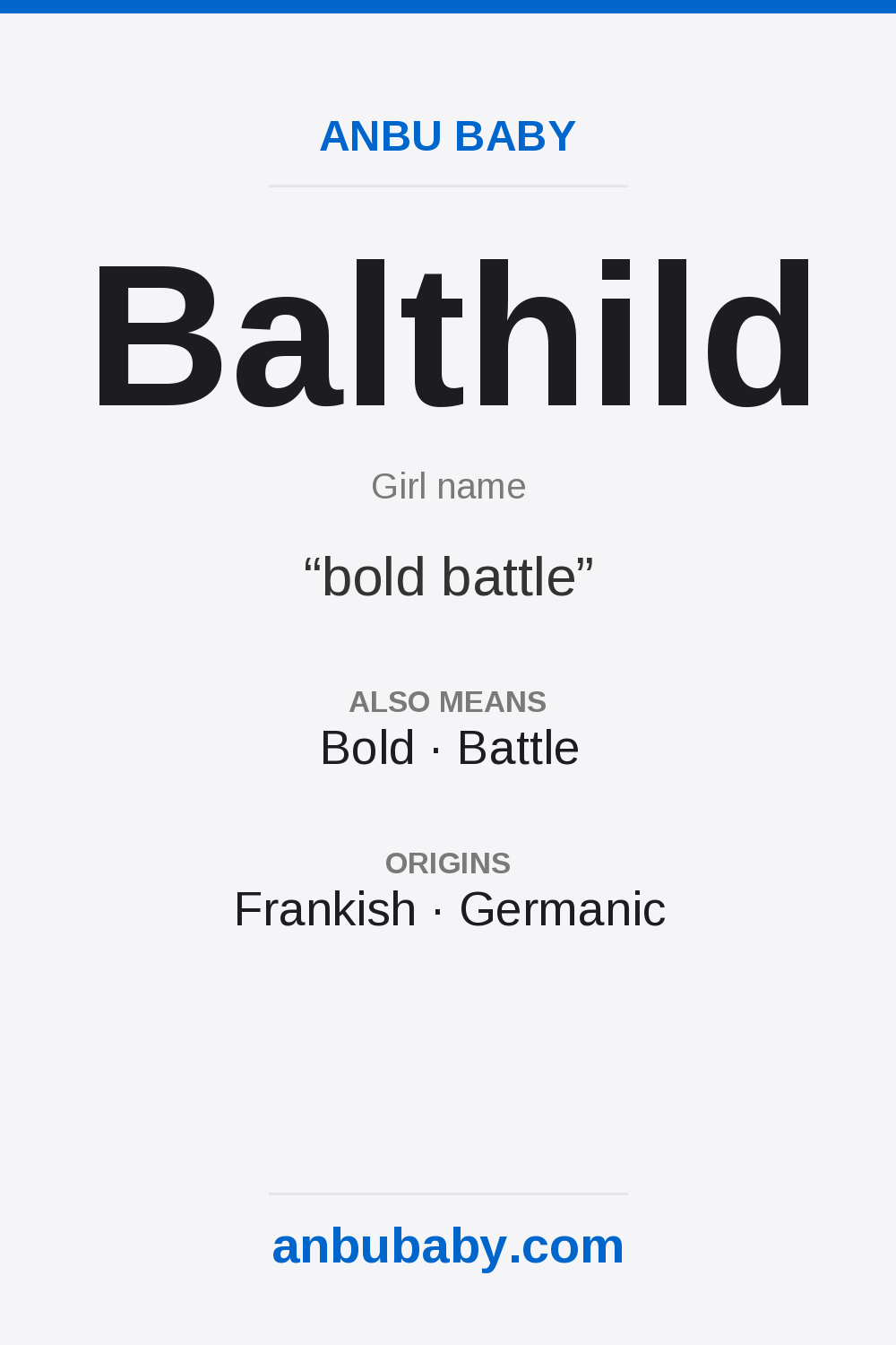 Balthild name meaning card