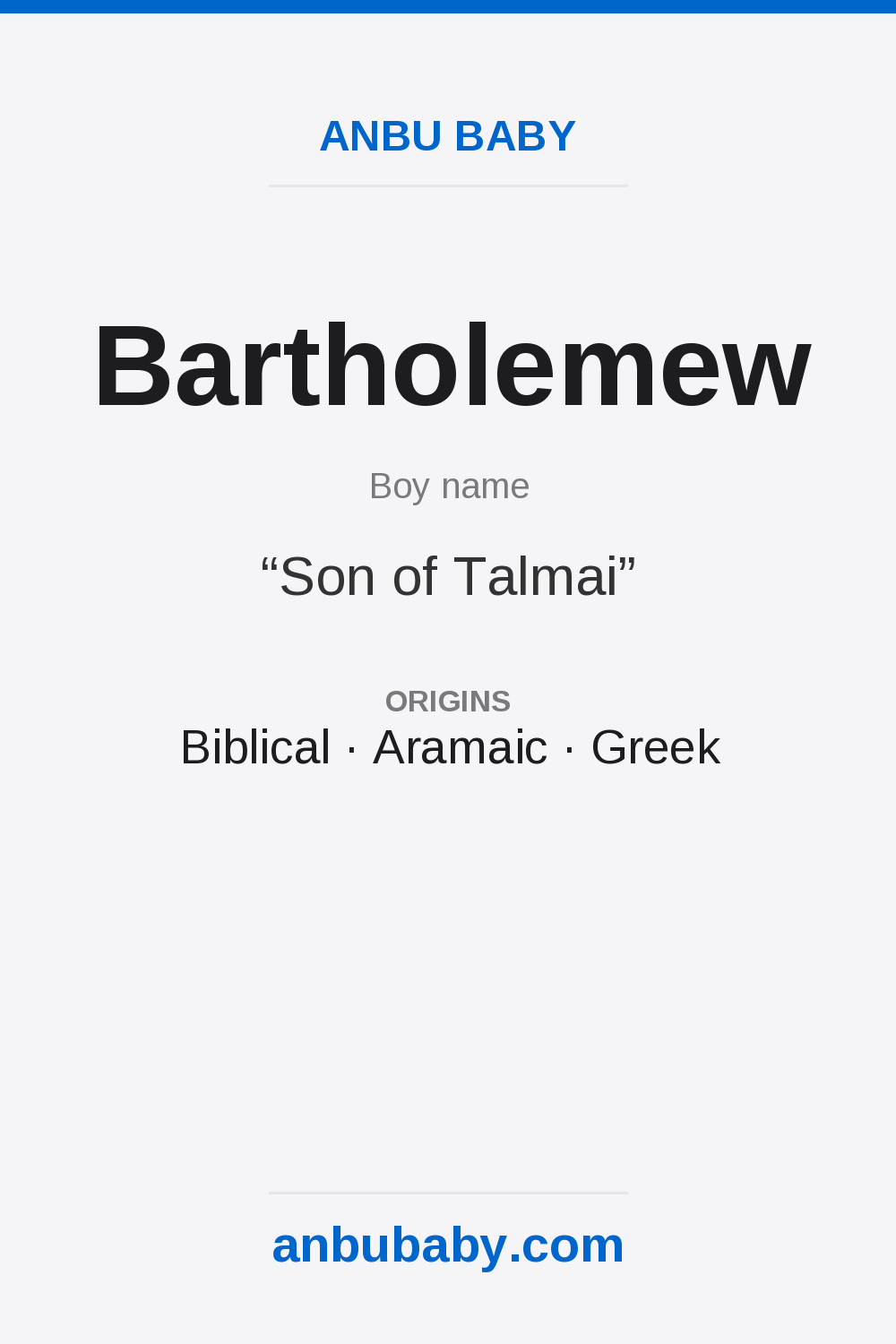Bartholemew name meaning card