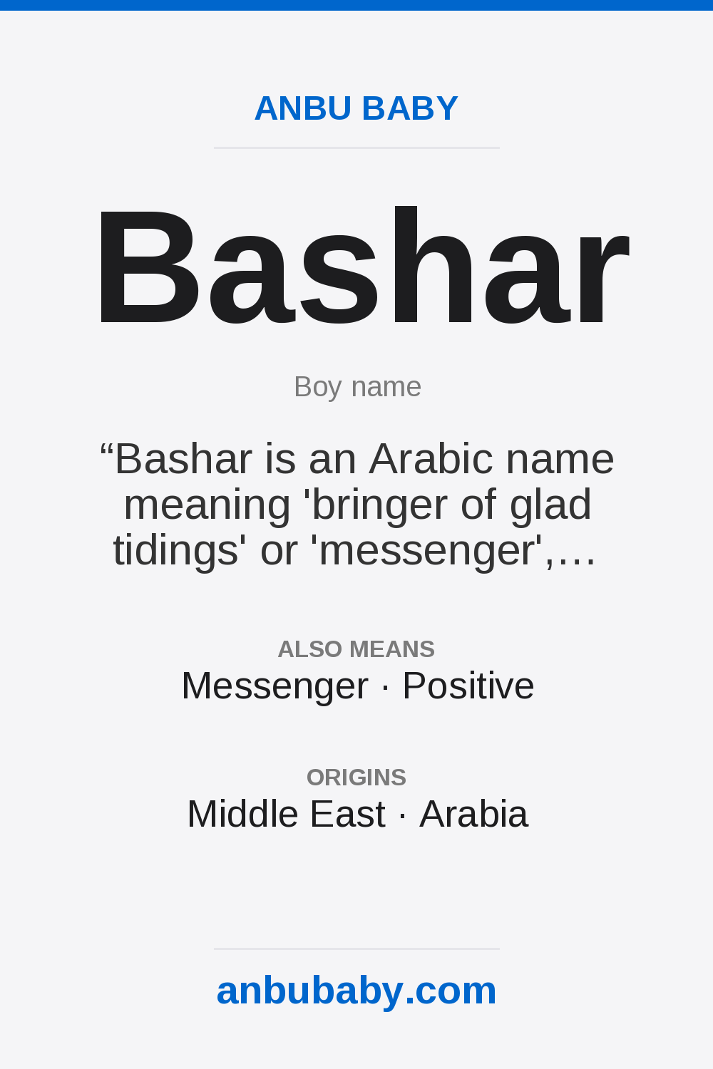 Bashar name meaning card