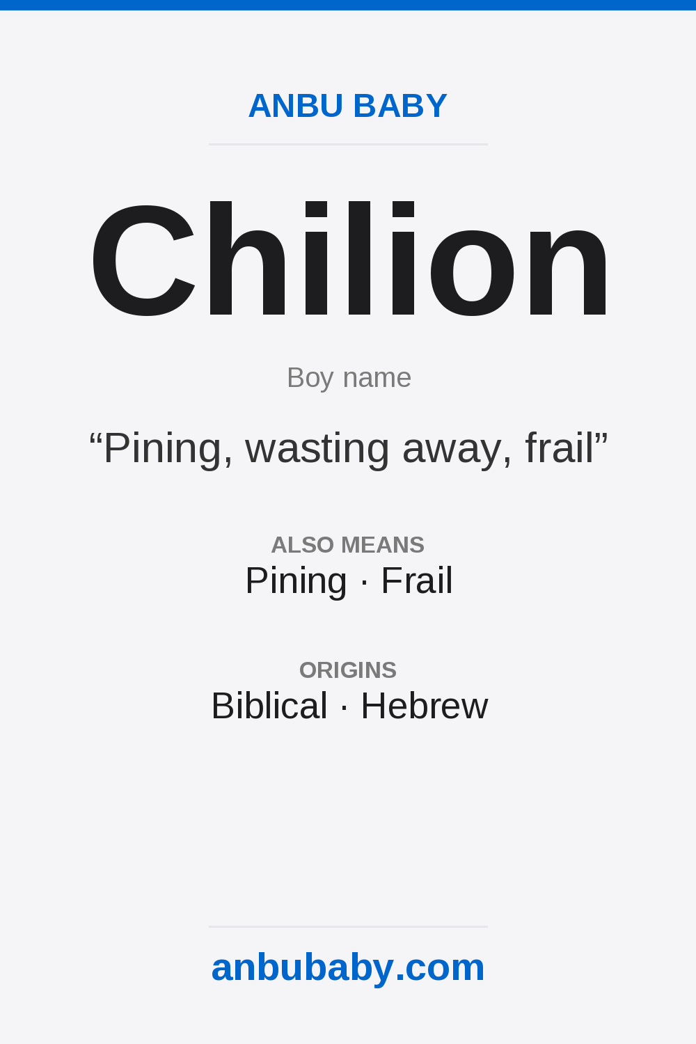 Chilion name meaning card
