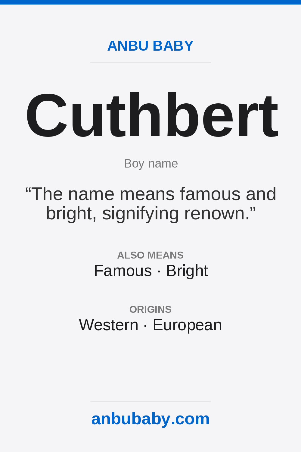 Cuthbert name meaning card