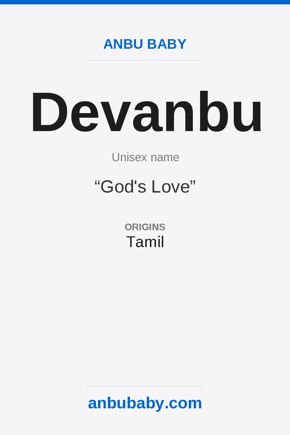 Devanbu name meaning card
