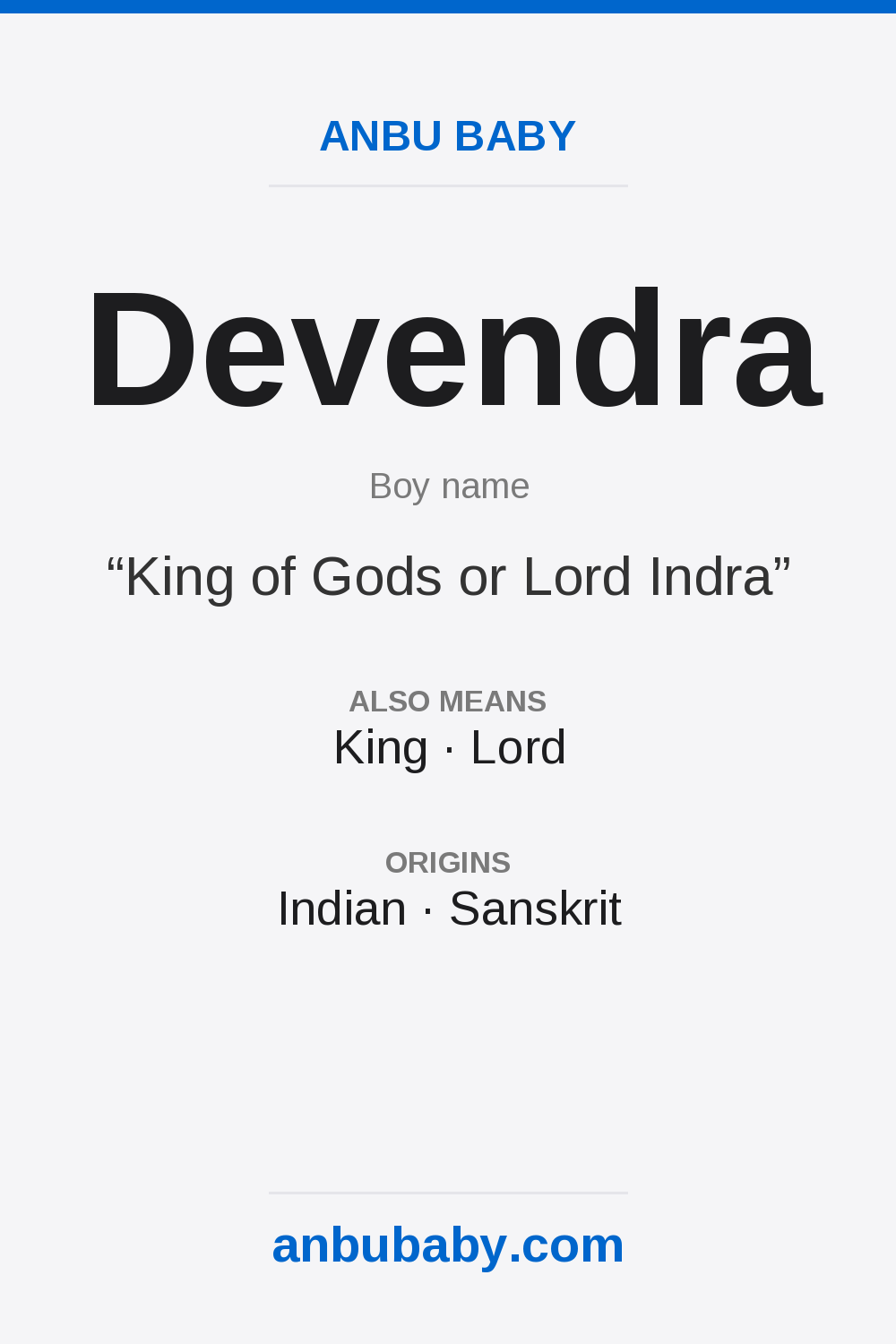 Devendra name meaning card