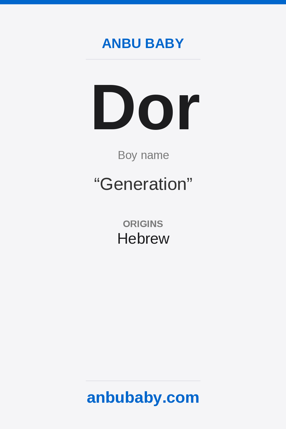 Dor name meaning card