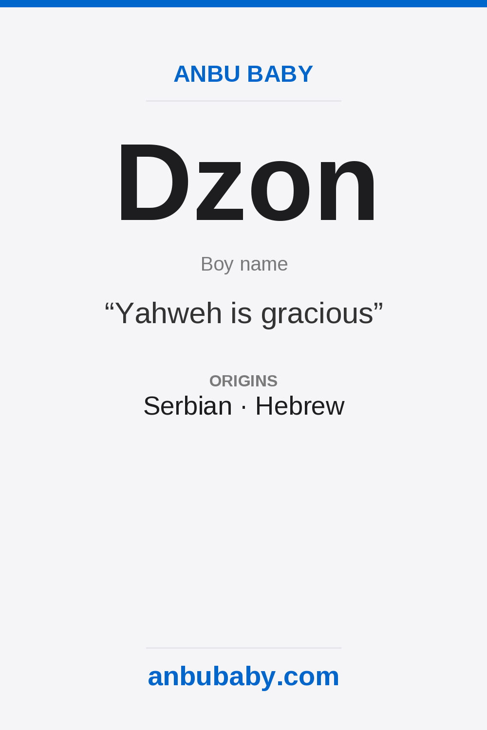 Dzon name meaning card