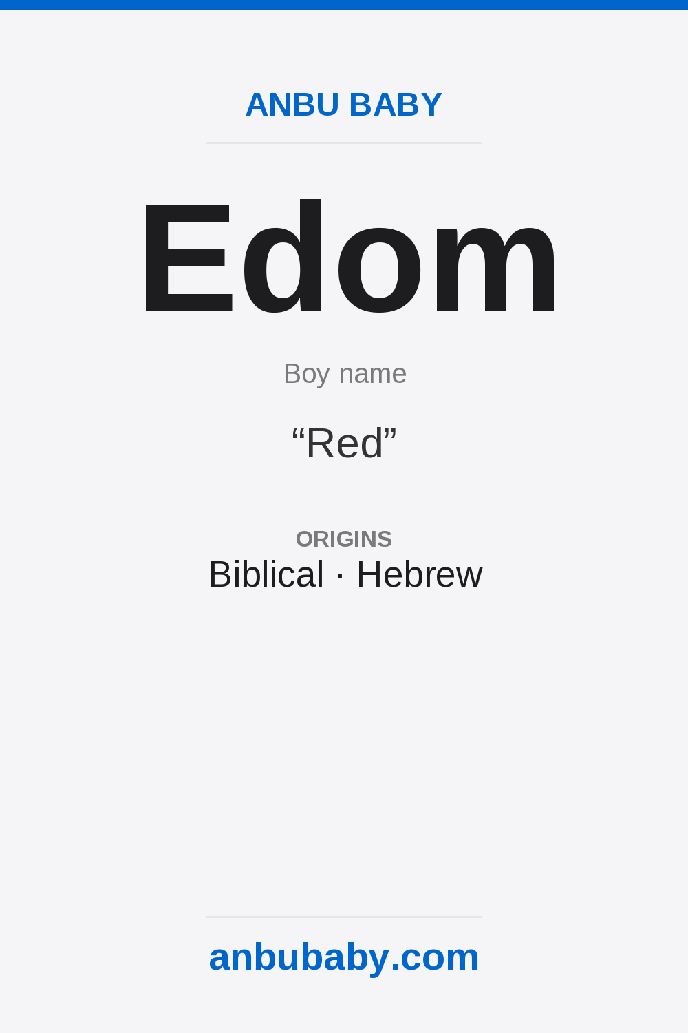 Edom name meaning card
