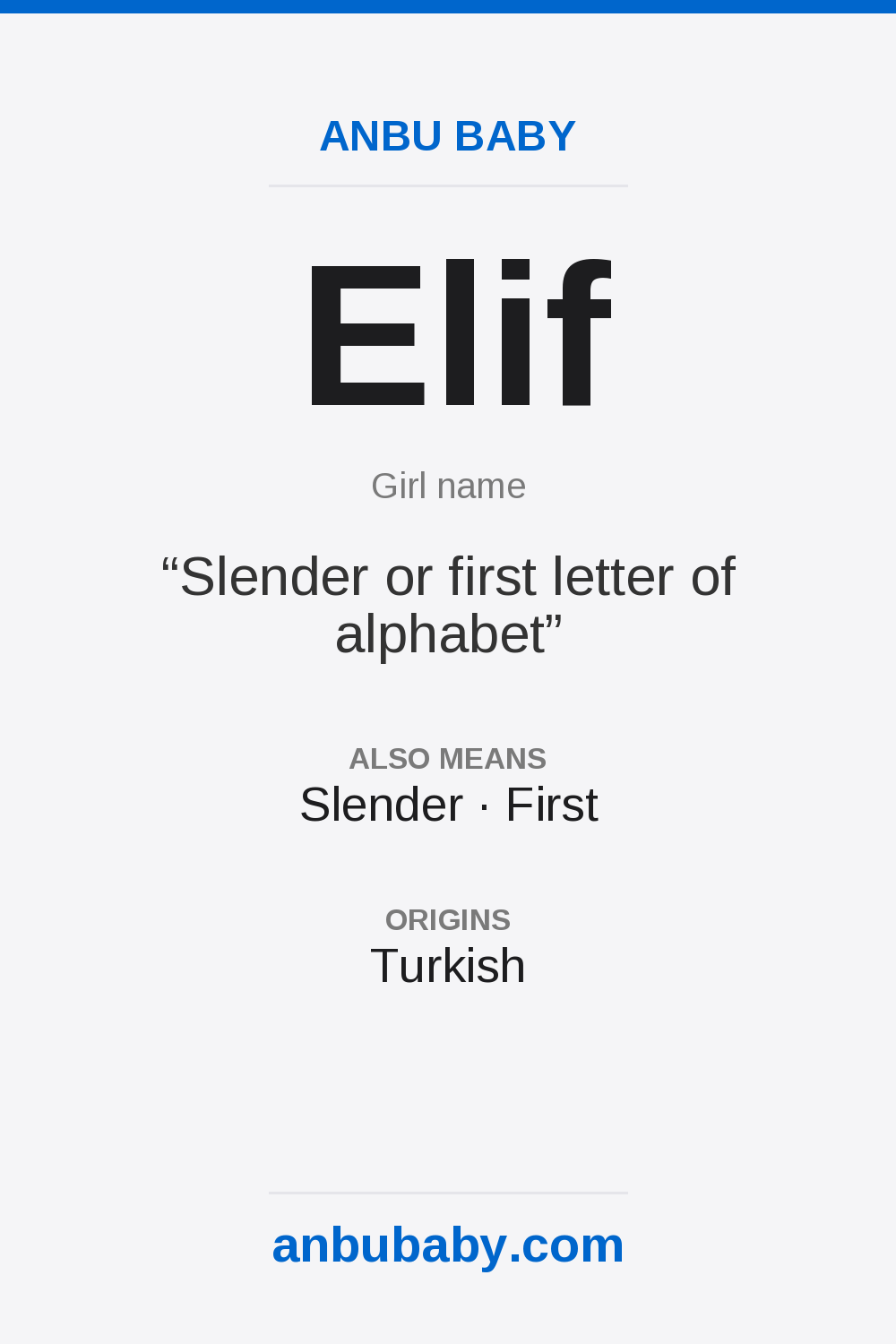 Elif name meaning card