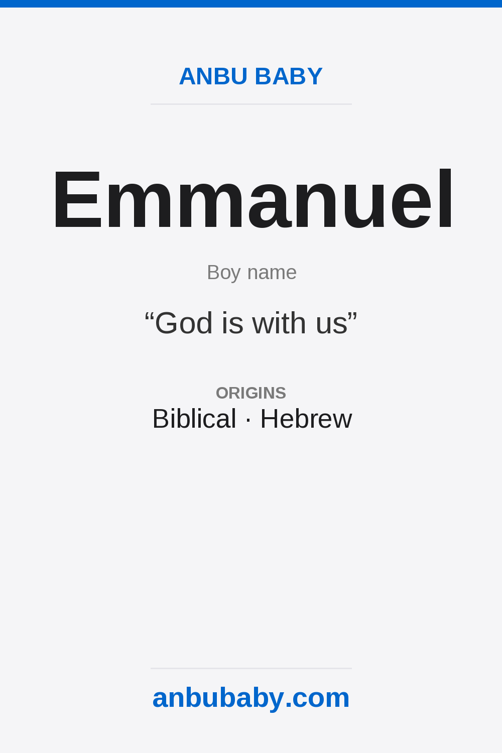 Emmanuel name meaning card
