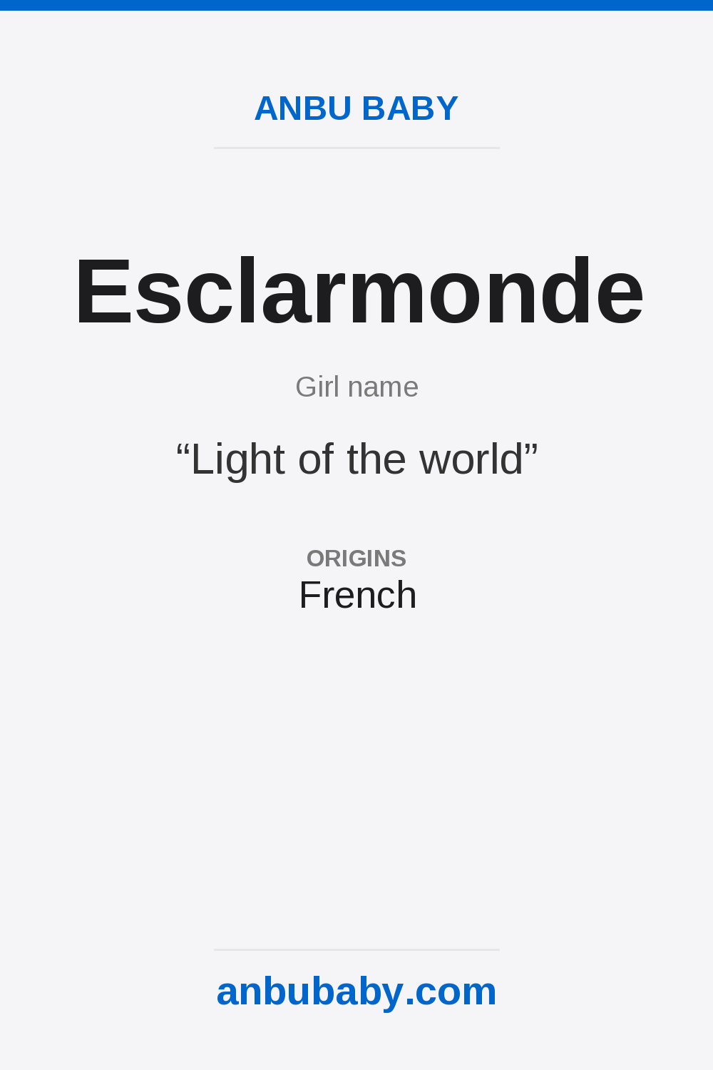 Esclarmonde name meaning card