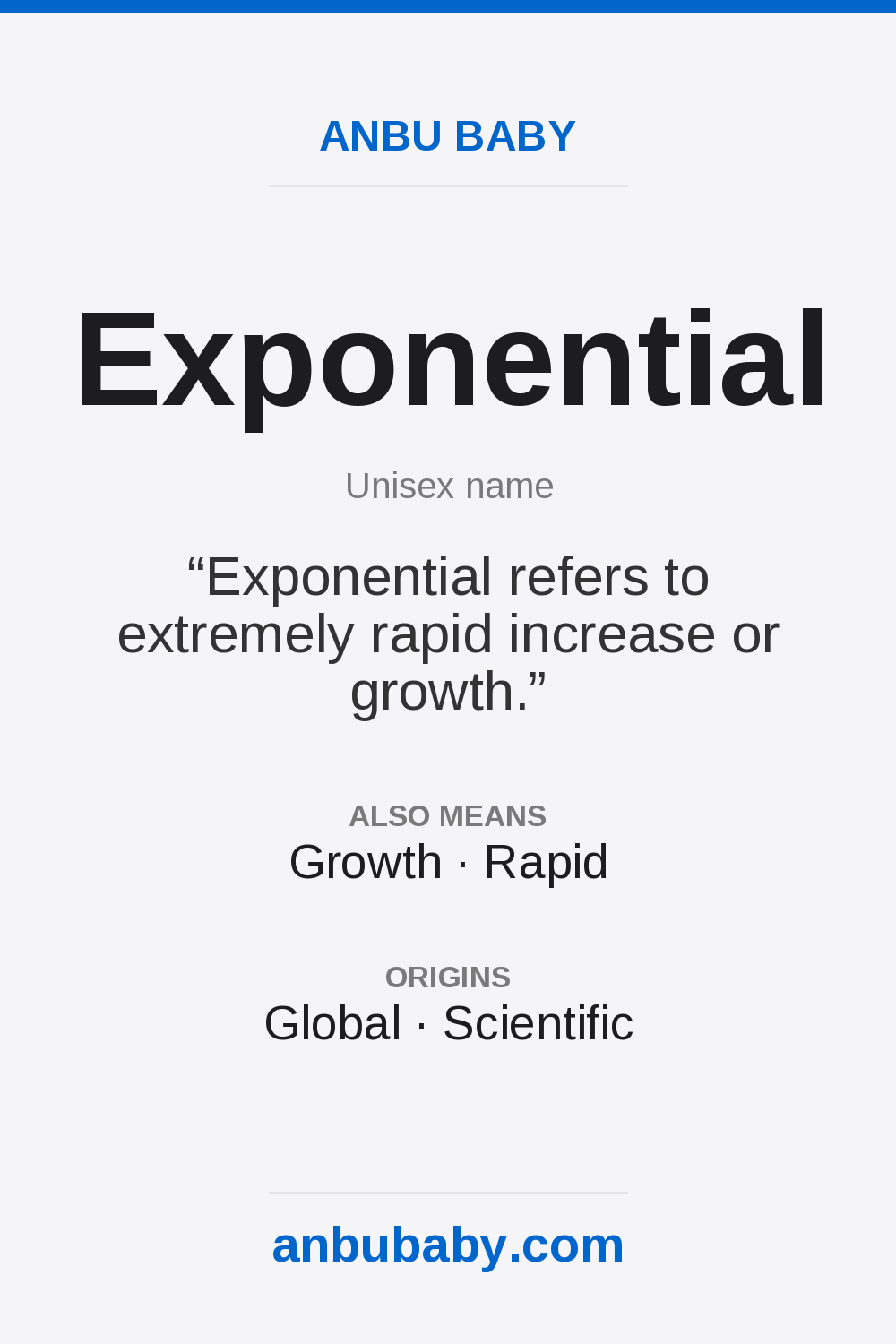 Exponential name meaning card