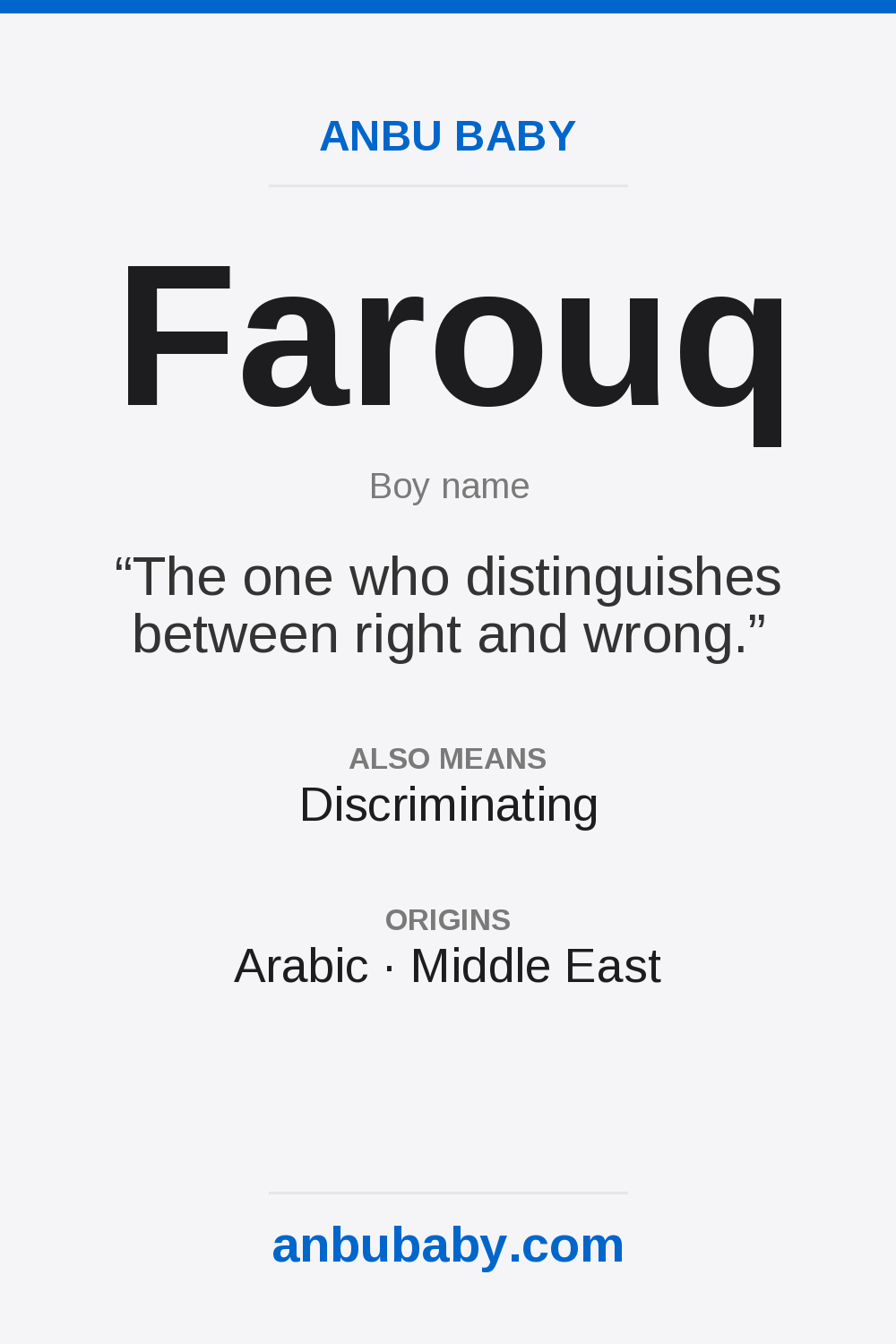 Farouq name meaning card