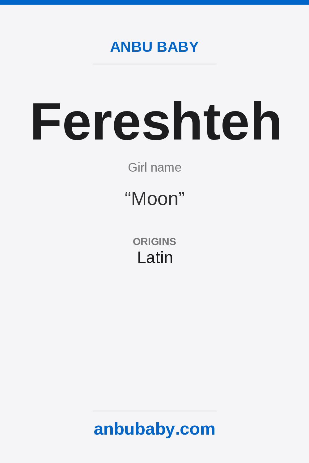 Fereshteh name meaning card