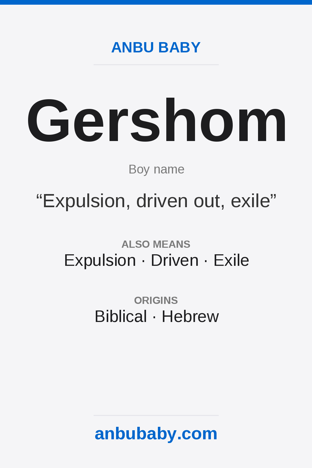 Gershom name meaning card