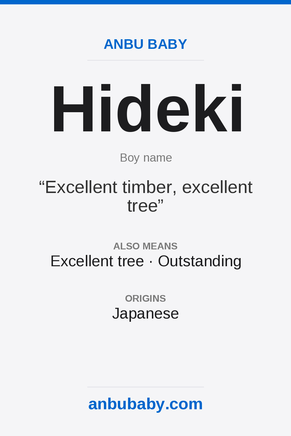 Hideki name meaning card