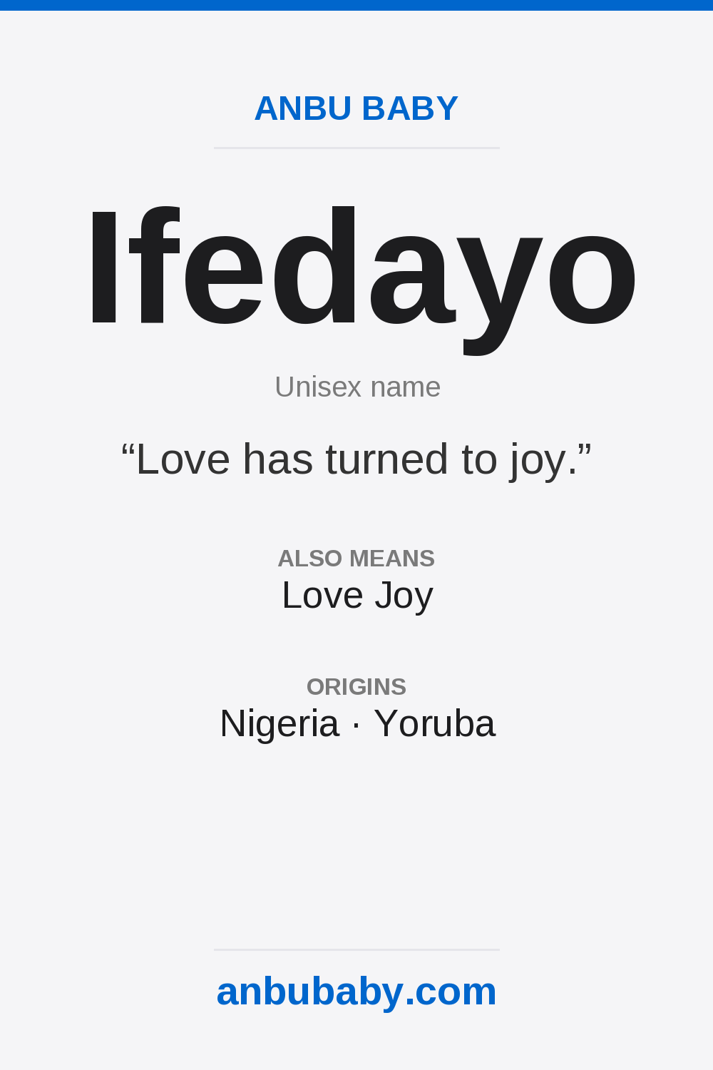 Ifedayo name meaning card