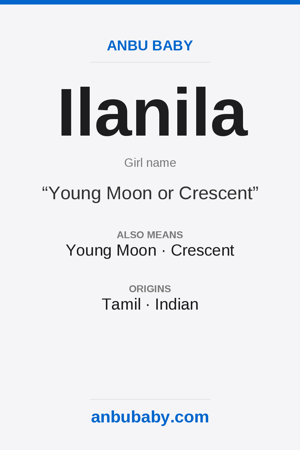 Ilanila name meaning card