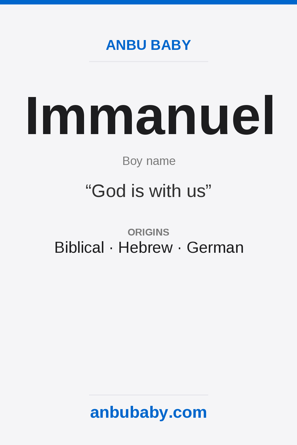 Immanuel name meaning card
