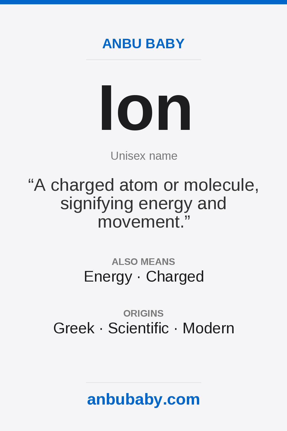 Ion name meaning card
