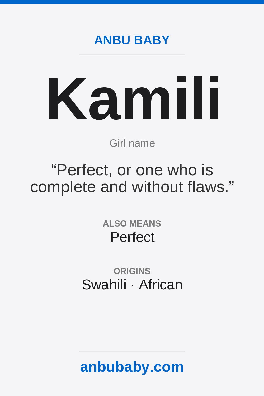 Kamili name meaning card
