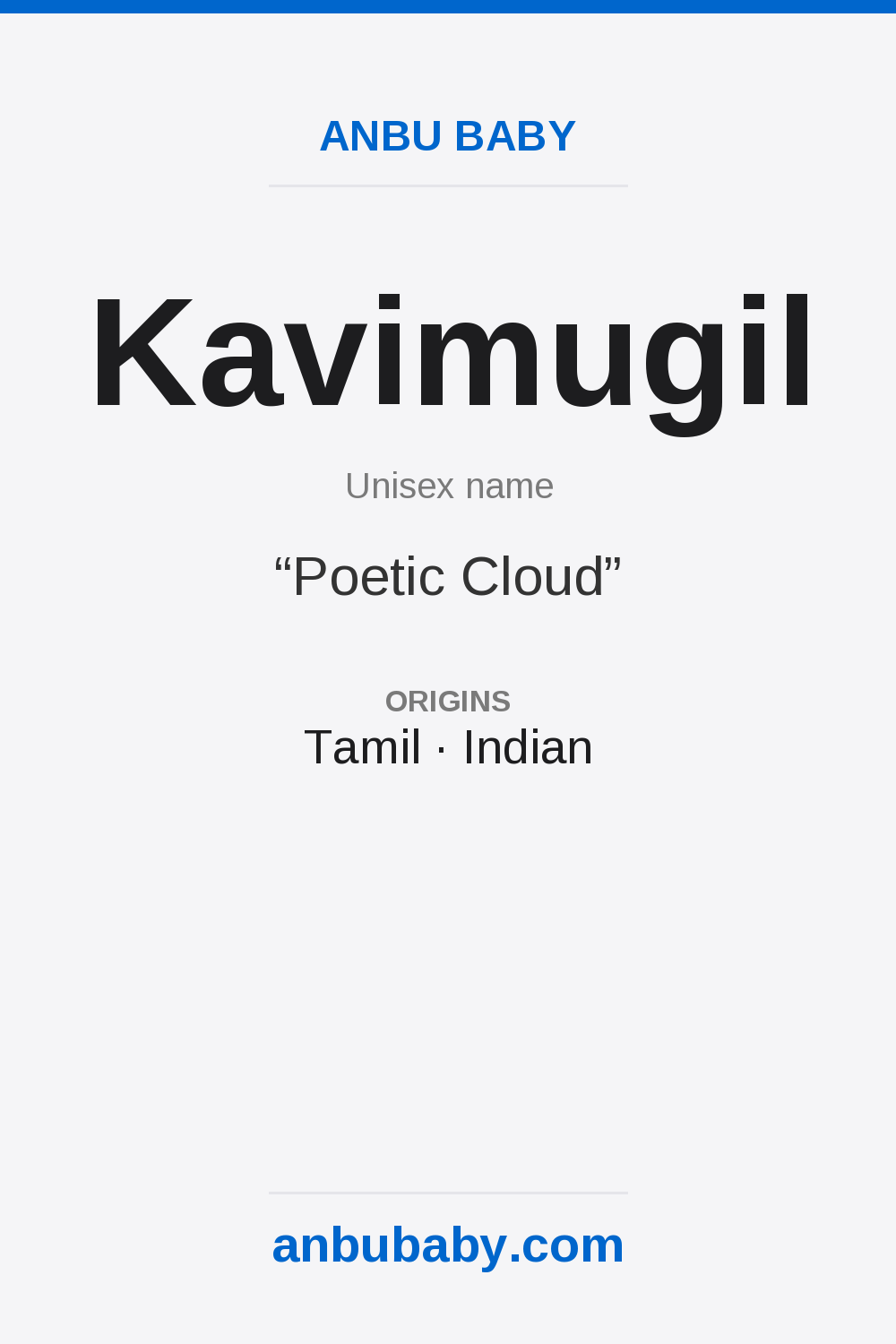 Kavimugil name meaning card