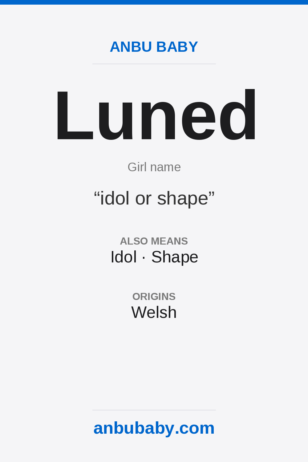 Luned name meaning card