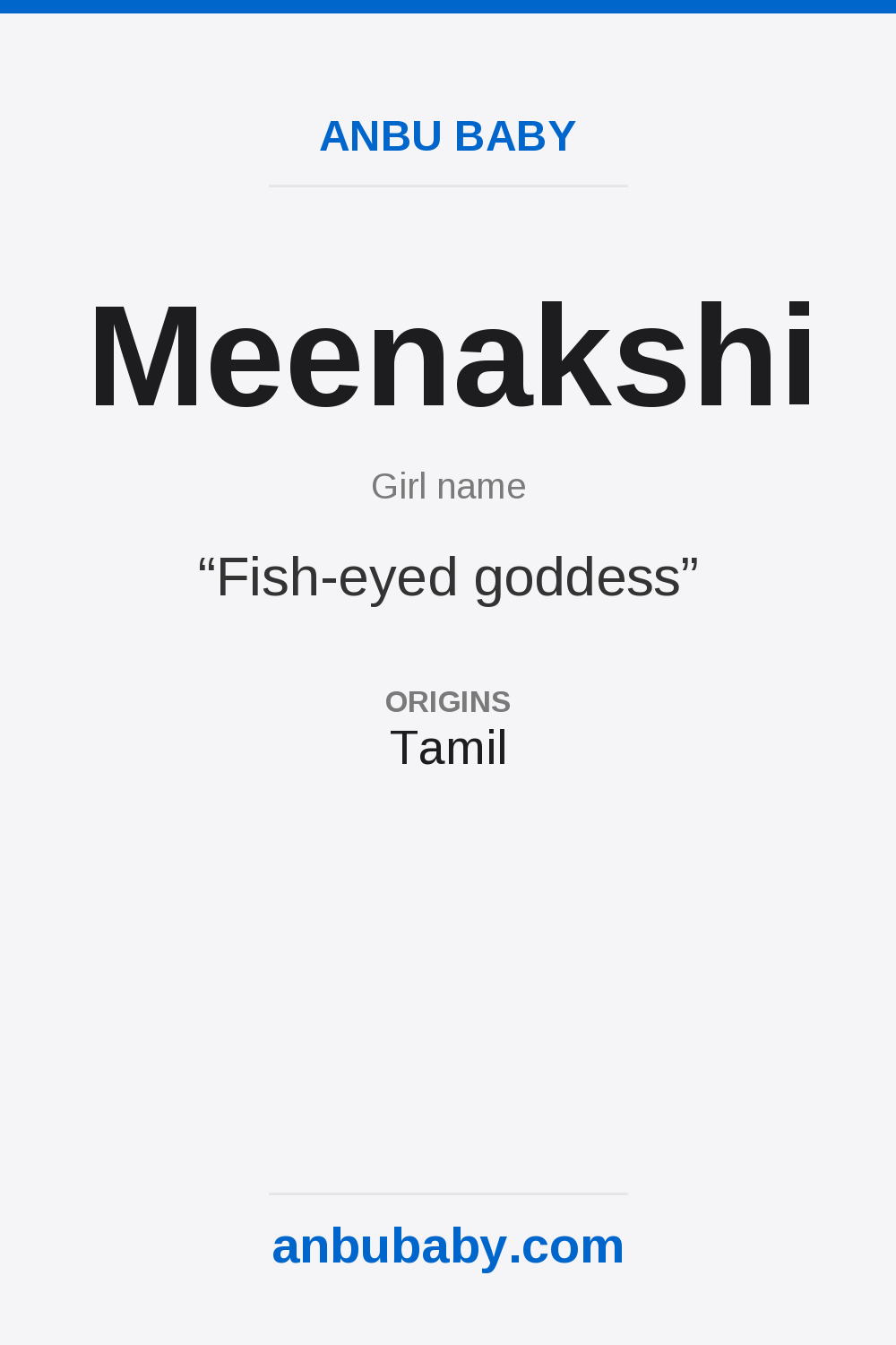 Meenakshi name meaning card