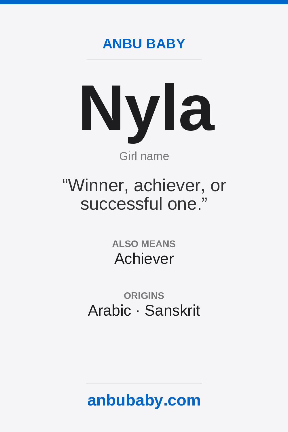 Nyla name meaning card