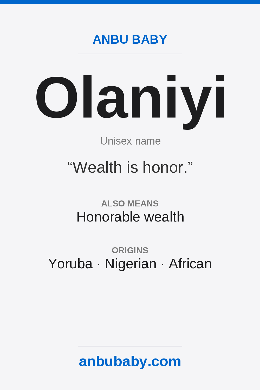 Olaniyi name meaning card