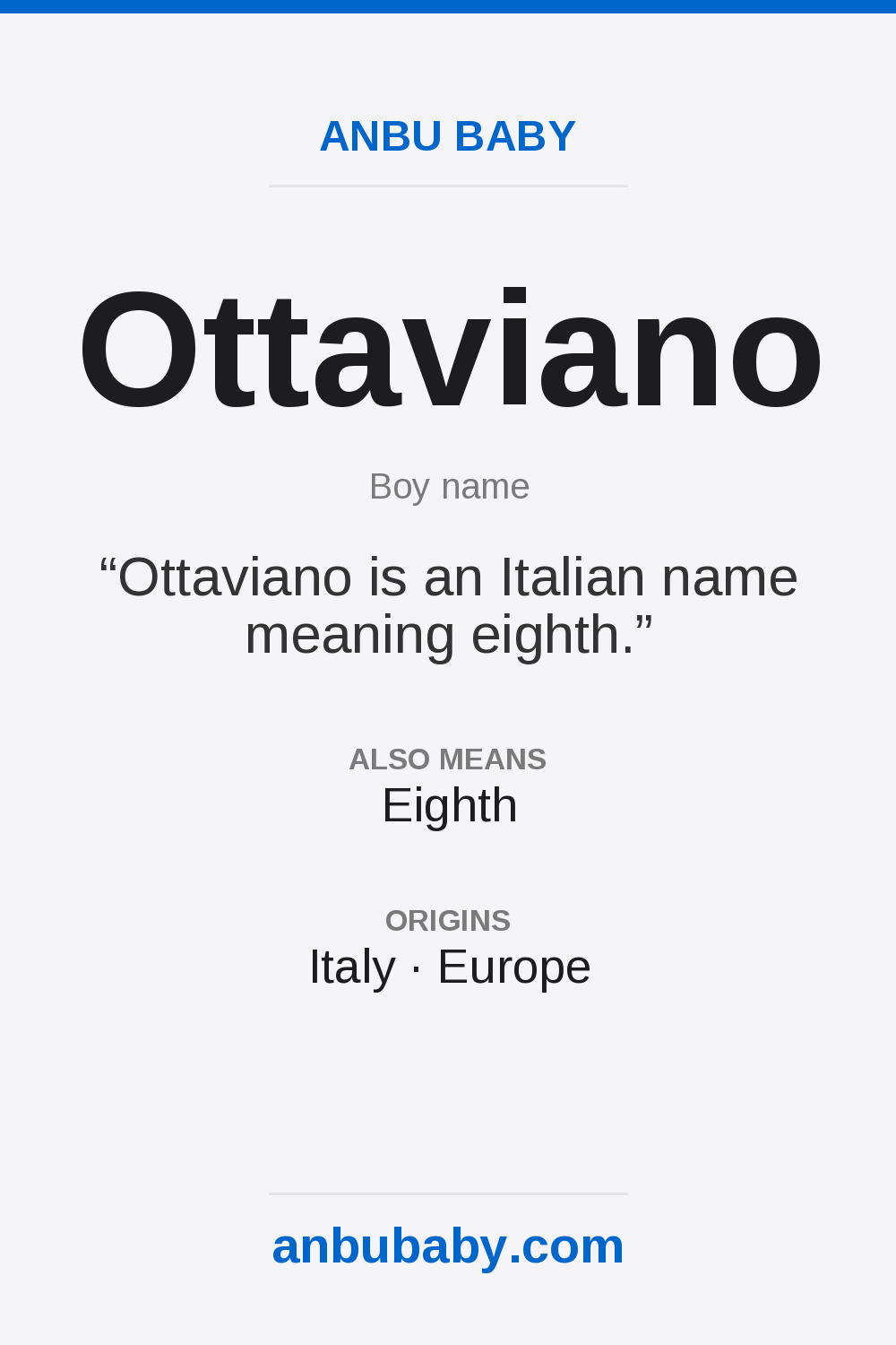 Ottaviano name meaning card