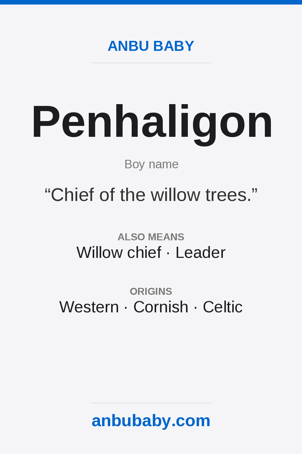 Penhaligon name meaning card