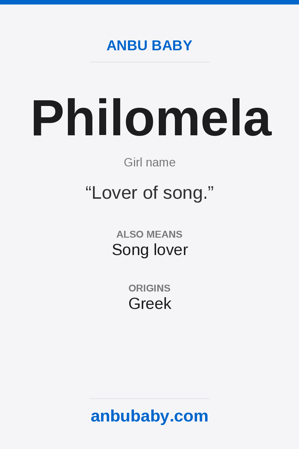 Philomela name meaning card