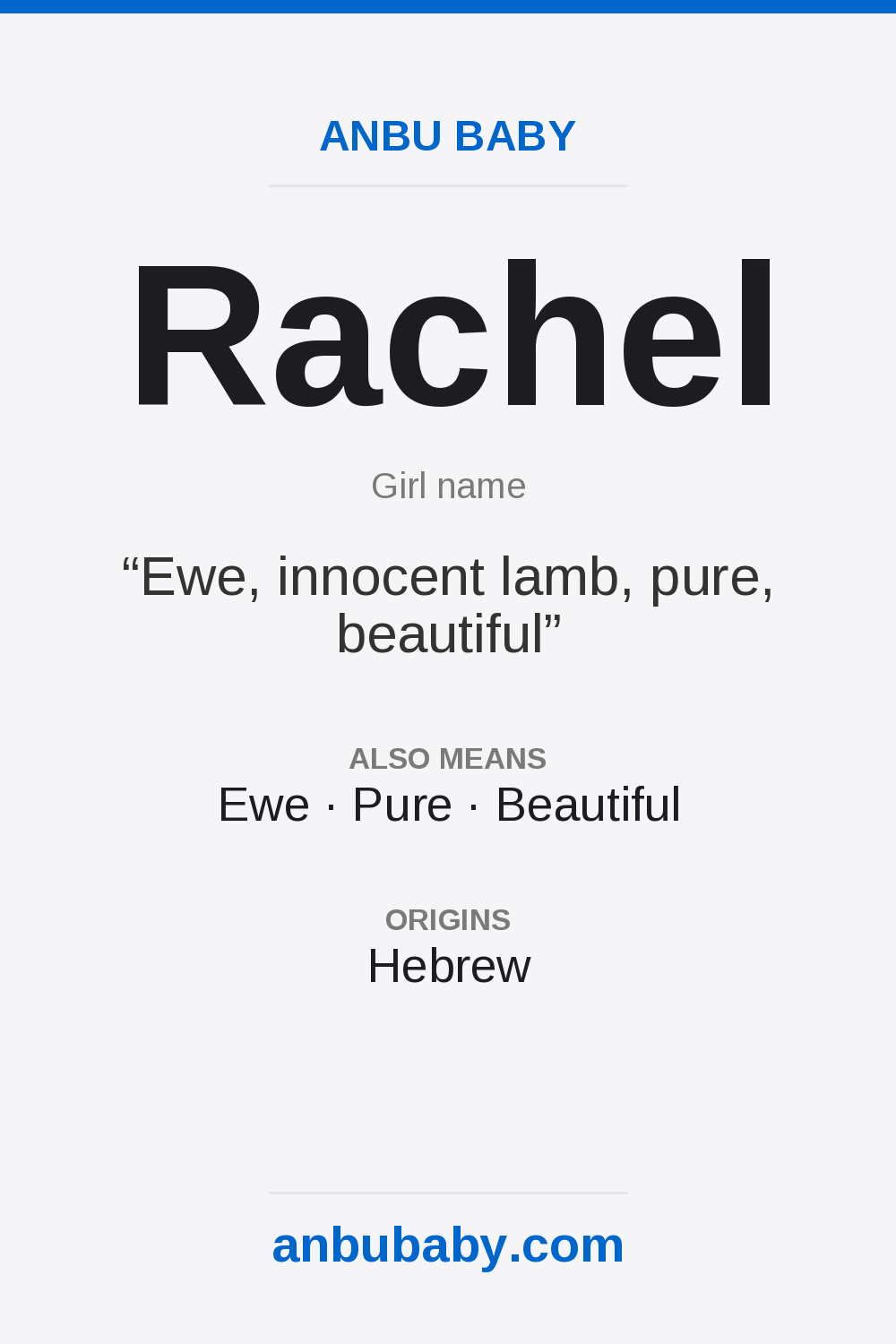 Rachel name meaning card
