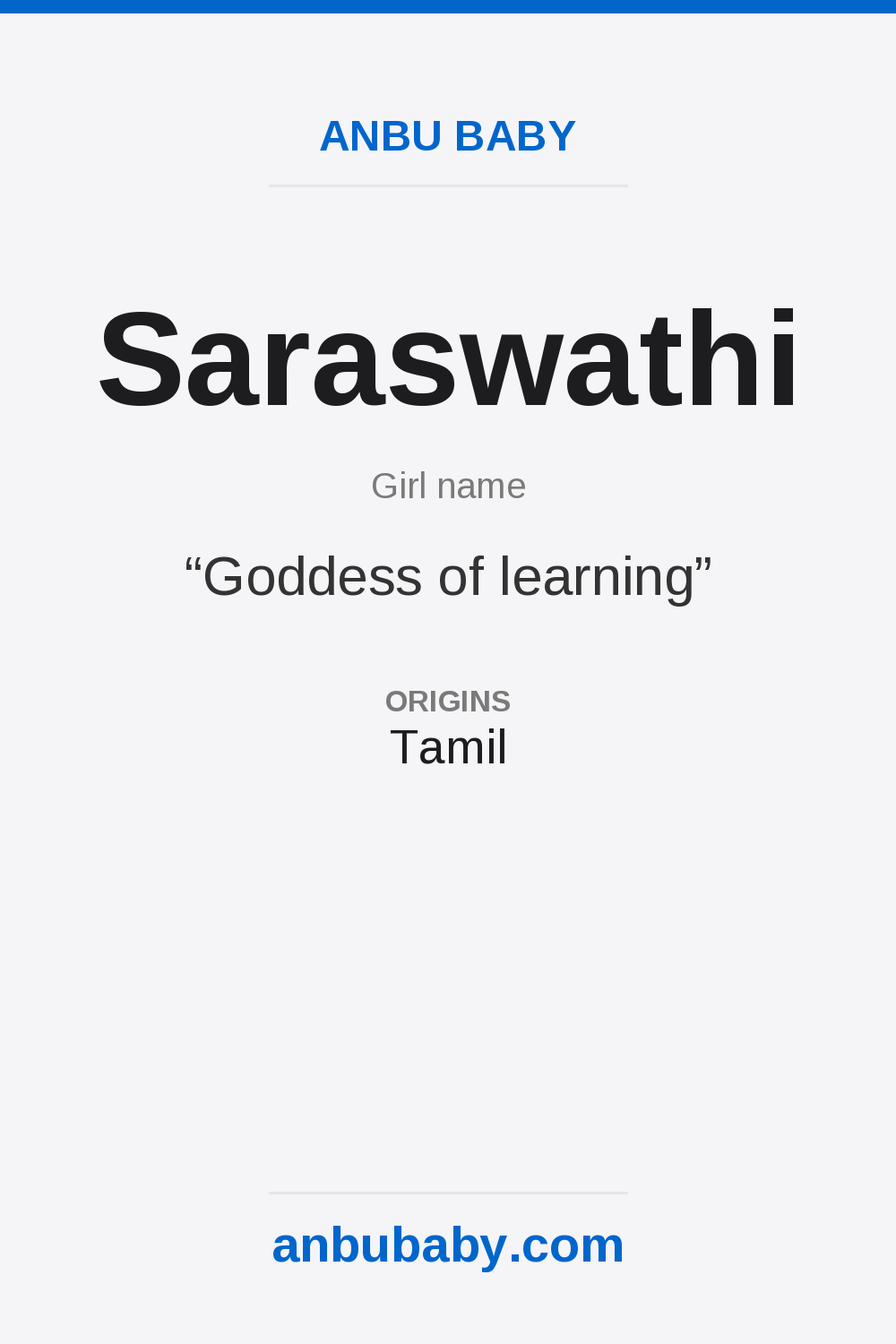Saraswathi name meaning card