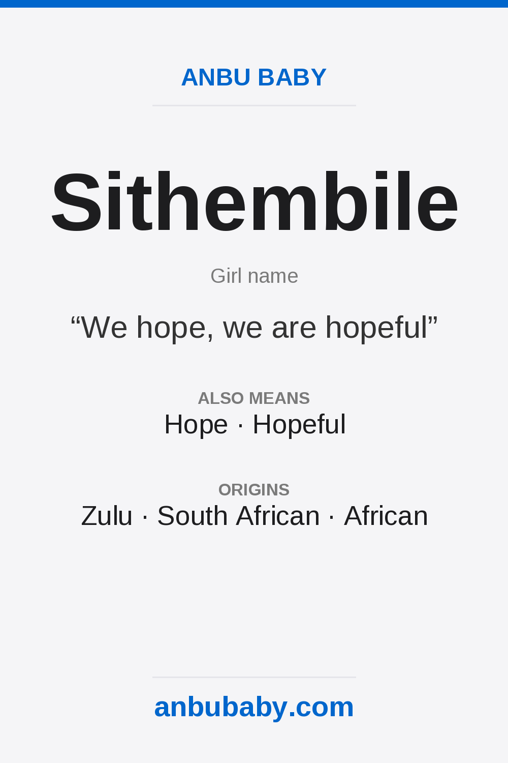 Sithembile name meaning card