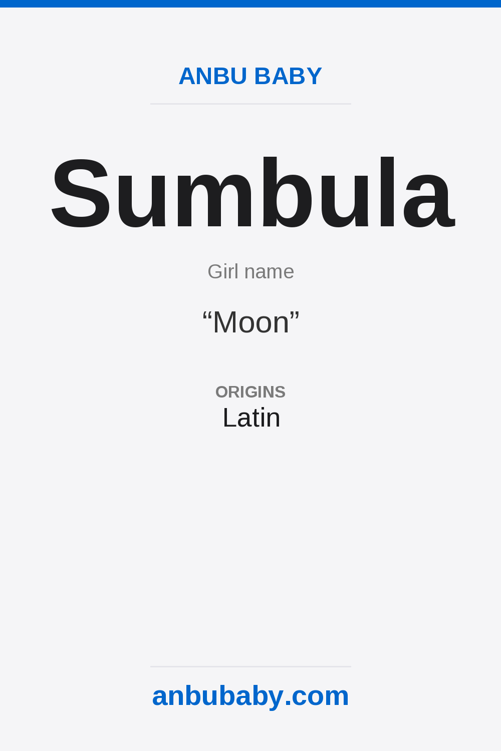 Sumbula name meaning card
