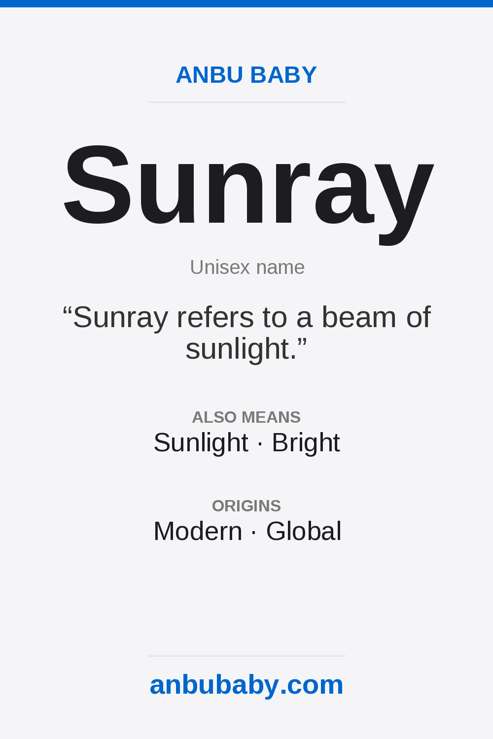 Sunray name meaning card