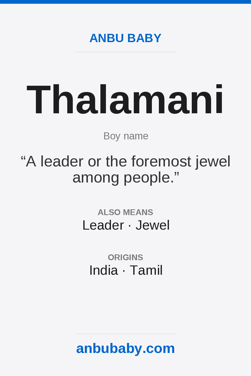 Thalamani name meaning card