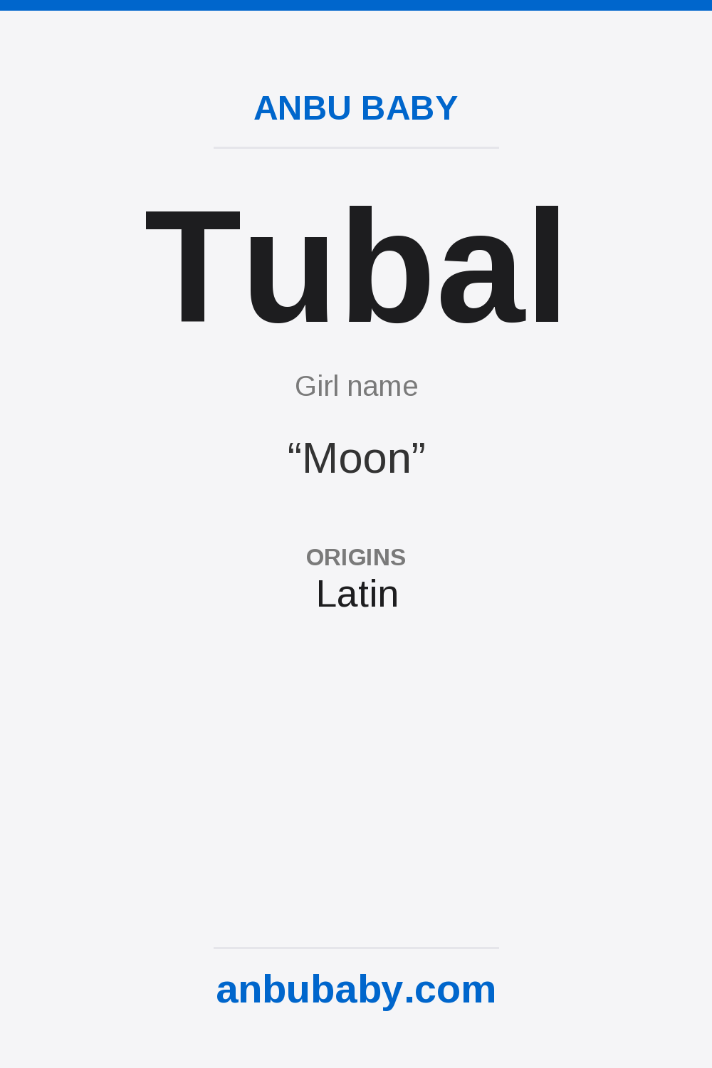 Tubal name meaning card