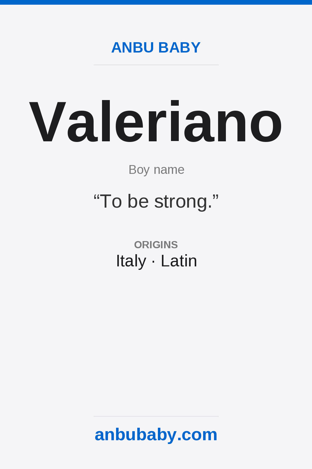 Valeriano name meaning card